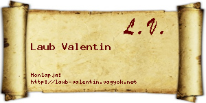 Laub Valentin névjegykártya